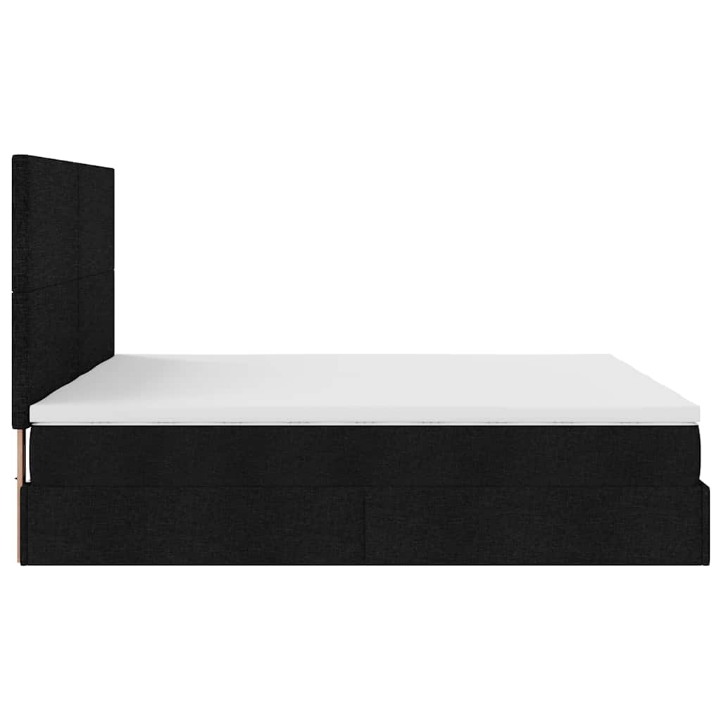 Ottoman Bed with Mattresses & LEDs Black 160x200 cm Fabric