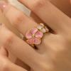 Stainless Steel Hollow Daisy Flower Rings for Women Simple Gold Copper Color Open Ring Anti Allergic Rust Proof Stylish Zircon