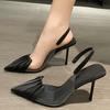 2024 лето новые сексуальные пустые прозрачные туфли на высоком каблуке женские туфли с острым носком французские сандалии туфли-лодочки