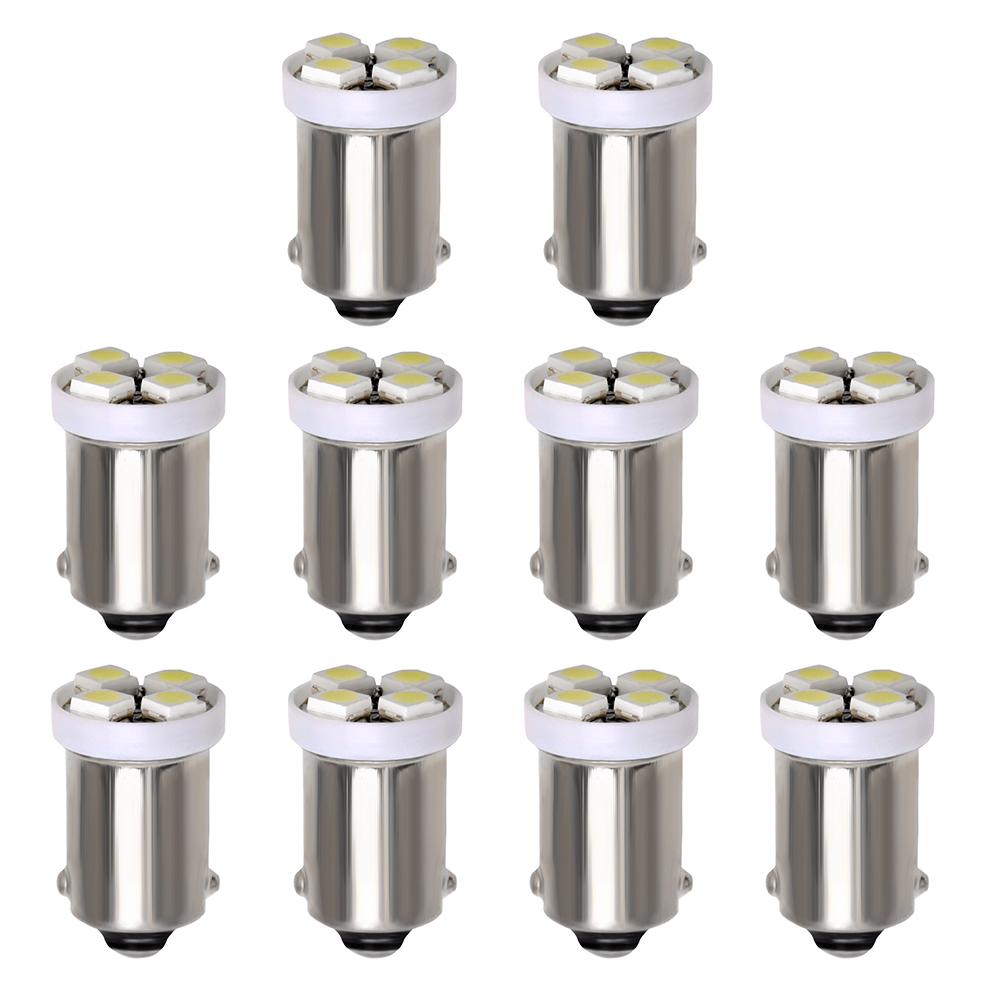 Truck 12V 10 PCS BA9S T4W T11 1210 4 SMD LED Bulbs White Blue Red Green Amber Map Lights 4 LEDs Auto Car Lights Car Accessories