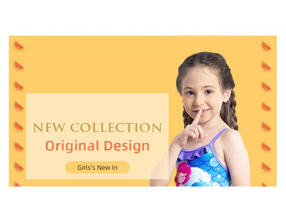 Купальник-халтер с оборкой и принтом «Русалочий хвост» для девочек (2025)