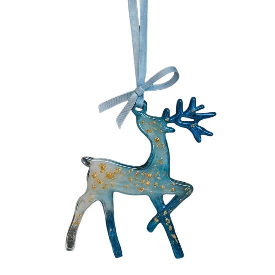 Yousheng 1/2/5Pcs Handmade Christmas Ornament Blue Golden Reindeer Snowflake Charm Christmas Tree Pendant Holiday Decoration