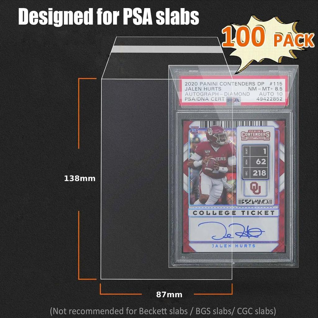 100Pcs Card Sleeves Graded Card Sleeves Resealable Sleeves For Psa Bgs Card Slabs Pro Collector Baseball Football Gaming Sports