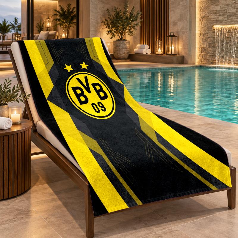 Beach Towel with Borussia Dortmund Design, Quick Dry Lightweight Towel for Swimming Pool Travel
