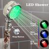 3/7 Colors Change LED Shower Head With Filter Temperature Control Colorful Spray Nozzle High Pressure Rainfall Bathroom Shower