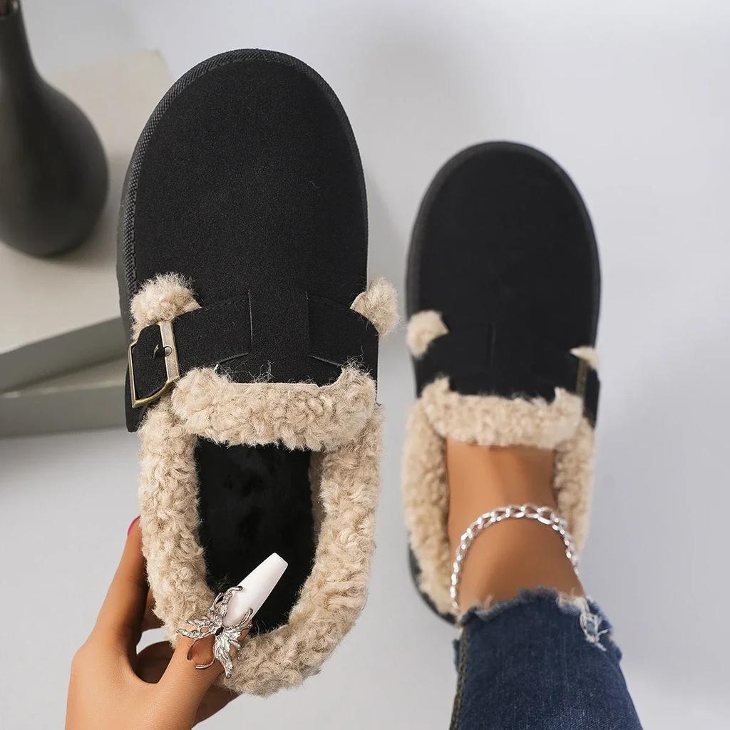 Новые зимние женские туфли Boken Shoes Plush Retro Bean Shoes Cotton Flat Sole Slippers Platform Women Boots Chaussure
