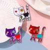 Красочные эмалевые броши-булавки с мультяшными кошками, милые модные расписные пряжки для шарфа, стильные разноцветные кошачьи броши для женщин