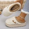Thick Sole Plush Winter Slippers for Women Indoor House Chunky Platform Fluffy Slippers Woman Non Slip Warm Couples Cotton Shoes
