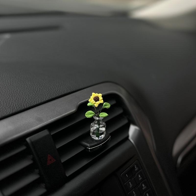 Подсолнух Отделка приборной панели и окна автомобиля Милые креативные аксессуары для интерьера автомобиля, декор приборной панели