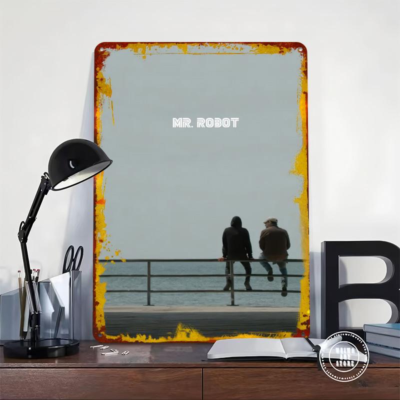Mr Robot Printed Poster Customized Wall Art Retro Vintage Metal Tin Signs for Office Decor Gaming Room Decoration Cozy Man Cave
