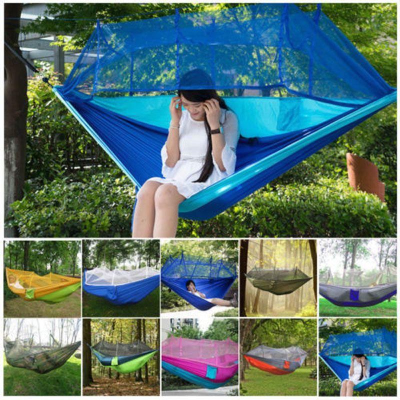 Spacious Double Person Hanging Hammock Bed With Anti-mosquito Net For Camping