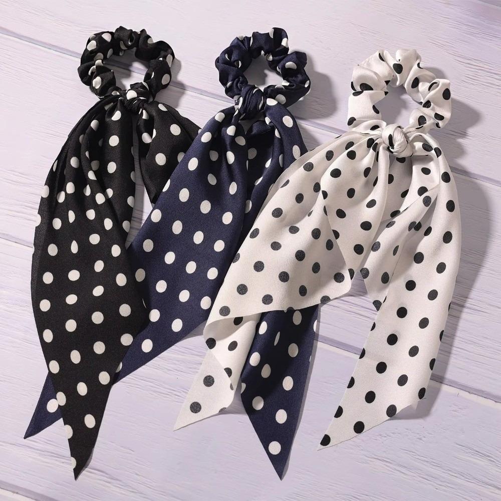 Cute Style Polka Dot Chiffon Scrunchies Elegant Hair Accessories Elastic Hair Bands  Daily Wear