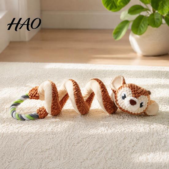 Interactive Squeaky Toys for Pets Dog Toy with Pull Rope, Plush Tug of War Toy, Indoor Fetch Games Dogs Spiral Animal Small Medium Large Biting Teeth