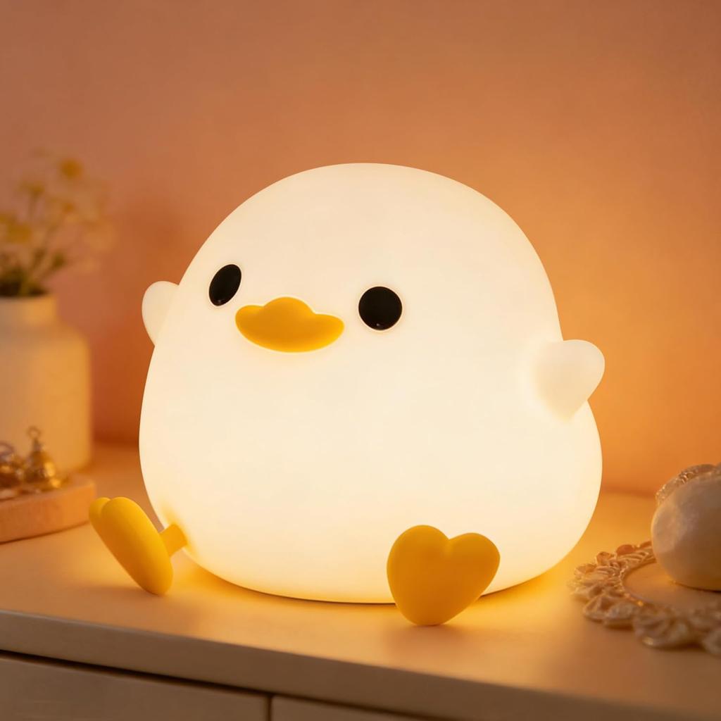 Duck Night Light Cute DoDo Duck Lamp Squishy Silicone Dimmable Bedside Light for Baby Kids Nursery Rechargeable Touch Nightlight