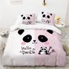 Cartoon Panda Children's Bedding Set For Kids Baby Girls Pink Duvet Cover Set Pillow Case King Size Soft 2/3pcs Twin Quilt Cover