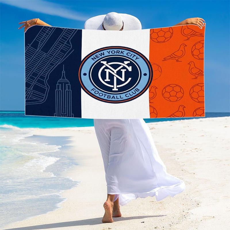 New York City FC Logo Print Beach Towel, Large Soft Quick Dry Towel for Beach Camping Swimming