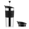 BODUM Travel Press Set, a Portable 350ml Tumbler and Coffee Press Set with a Black Stainless Steel Double-walled Design, Perfect for Immersion Coffee