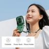 Necklace Fan Mini Wearable Fans Foldable Hanging Fan USB Rechargeable 3 Speed Fan with Phone Holder