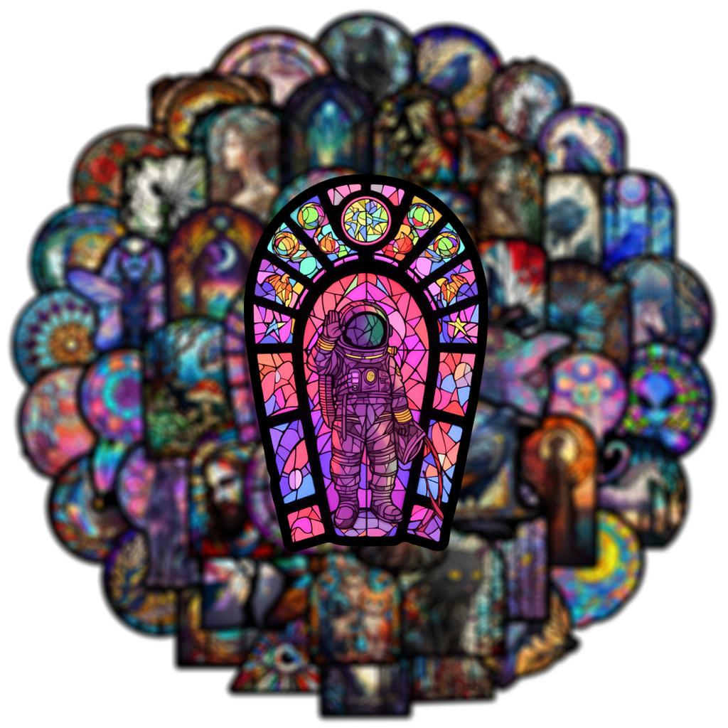 10/50PCS Gothic Dark Black Cat Moon Stickers Cool Color Crystal Window Stickers for DIY Luggage Laptop Bicycle Stickers