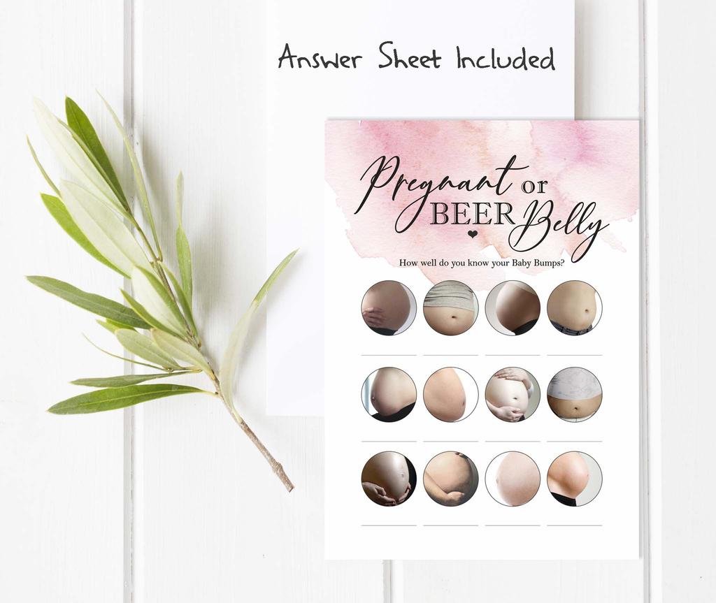 Inkdotpot Pregnant Or Beer Belly Game Baby Shower Game Cards Party Supplies Activity Cards Baby Shower Gender Neutral Games Its A Boy Or