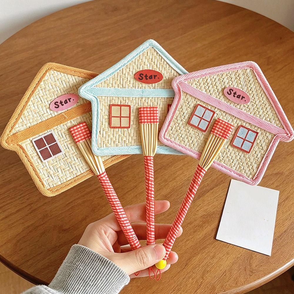 Cute Hand-Woven Fan Portable Decorative Handheld Fans Gift Hand Braided Fan Photo Prop