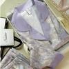 Flowers Twill Print Classy Women's Pajamas Spring Autumn Two-piece Sets Long Female Lounges Simulated Silk New Y2k Homewear