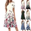 Women's Loose Casual And Fashionable Round Neck Short Sleeved Printed Mid Length Dress