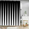 Черно-белый полосатый узор текстура шторы для душа геометрия ванная комната водонепроницаемый полиэстер занавеска для ванны домашний декор с крючками