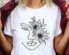 Floral Face Opuntia Flower Line Art Shirt, Female Face Drawing, Naked Woman, Abstract Woman Body, Minimalist Woman, Boho Art Abstract Design