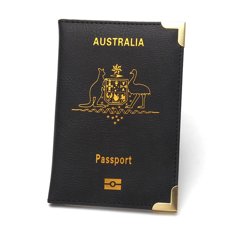 Australia Passport Holder: Slim Leather with Copper Details and Ticket Pocket