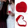 Heart Shape Exquisite Ring Display Box Velvet Jewelry Box Red Rose Double Ring Storage Box