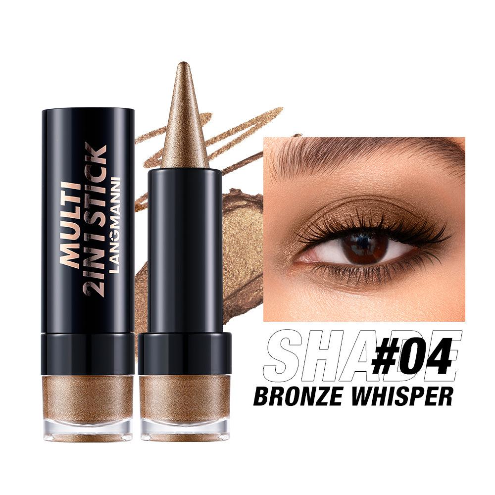 2 в 1 Пуля Перламутровые Тени для век Карандаш-заостренная подводка для глаз Карамельно-коричневый Черный Тени для век Макияж Шелковистые Гладкие Водостойкие Стойкие Тени для век