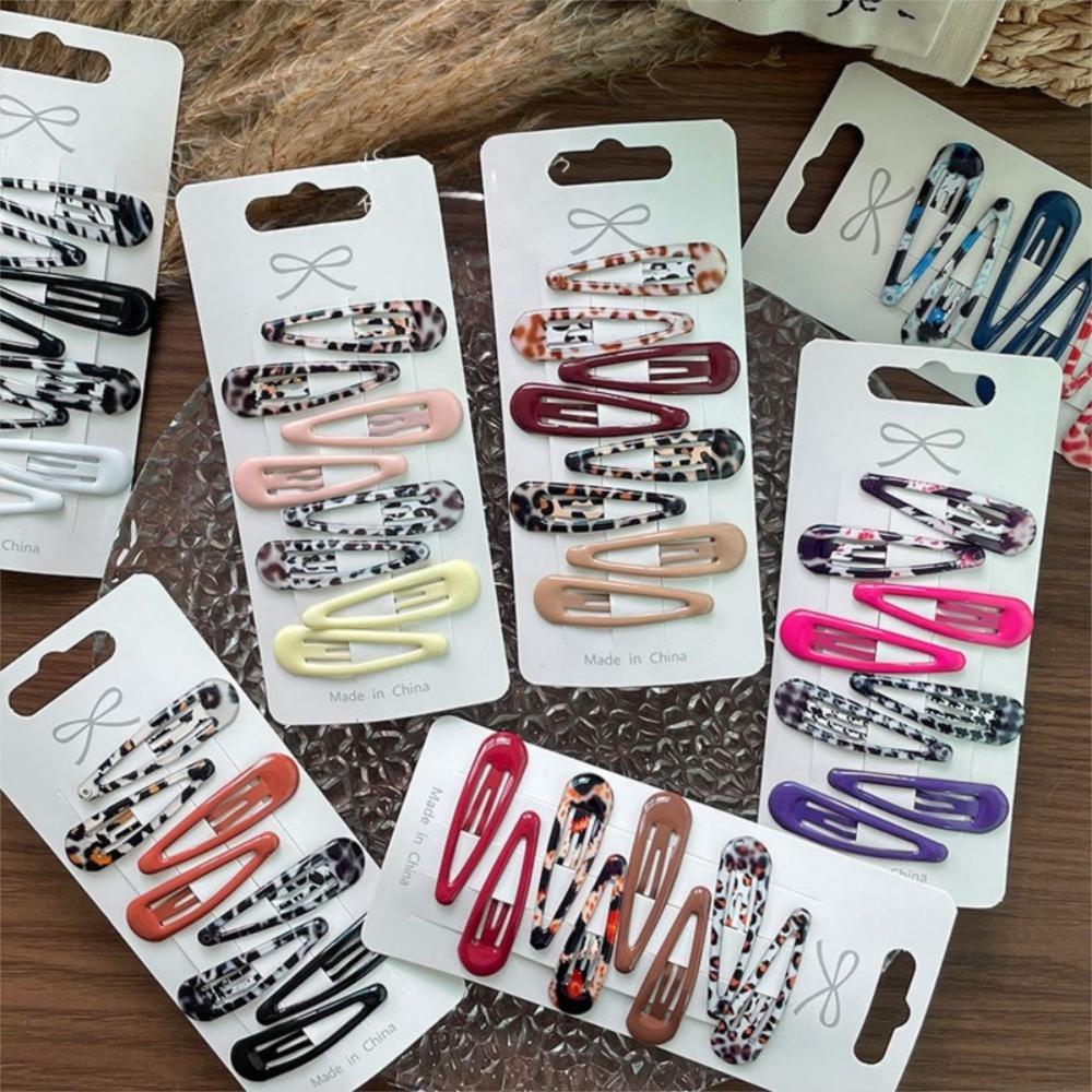8pcs/Set Cute Sweet Geometric Hair Clips Leopard Print BB Clips Fashion Hair Clips Hair Accessories