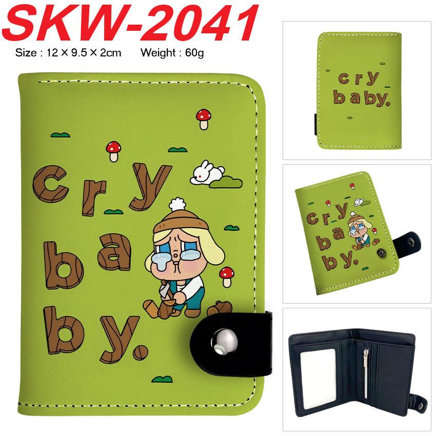 Crybaby Crying Doll Anime Wallet Vertical Snap Button Coin Purse Unisex Double Layer Card Holder
