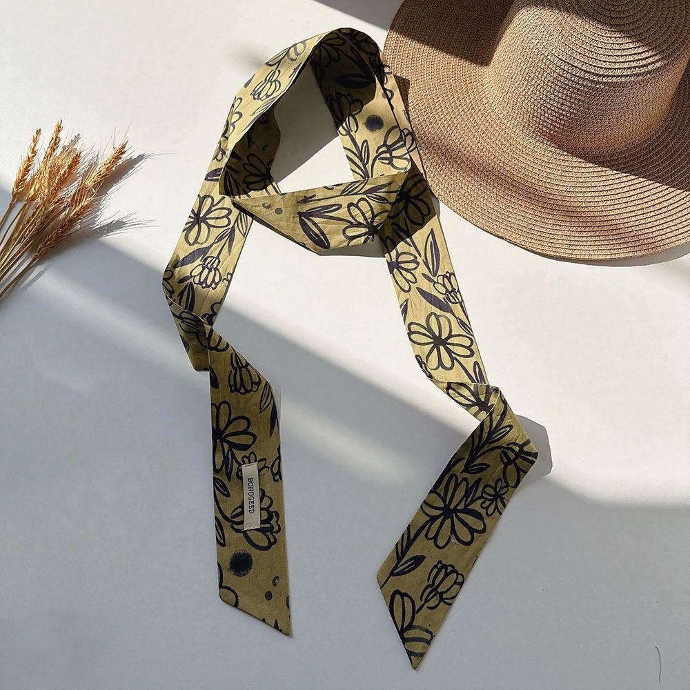 Thin Scarf Headband Flower Field Extended Long Ribbon Elegant Oil Painting Scarf Wedding