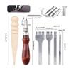 Leather Working Tool Leather Craft Tool Set Leather Edges Polisher Leather Groover for DIY Leather Hand Stitching Sewing