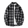 Men Shirt Plaid Loose Street Long Sleeve Casual Shirt Black Oversized Soft Shirt Spring Autumn