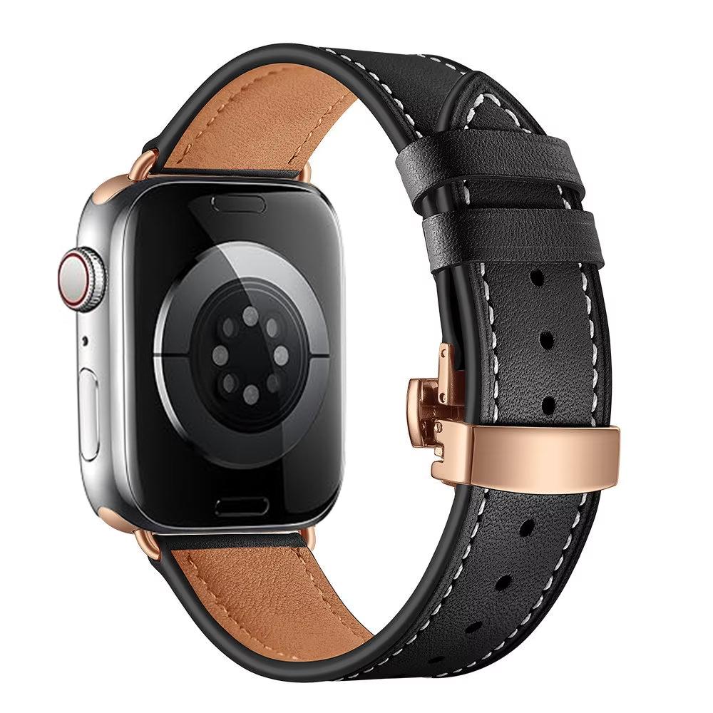 Ремешок из натуральной кожи для Apple Watch 46мм 45мм Ultra2 49мм 44мм 40 41 42мм браслет correa iWatch series 10 8 7 9 SE 6 5
