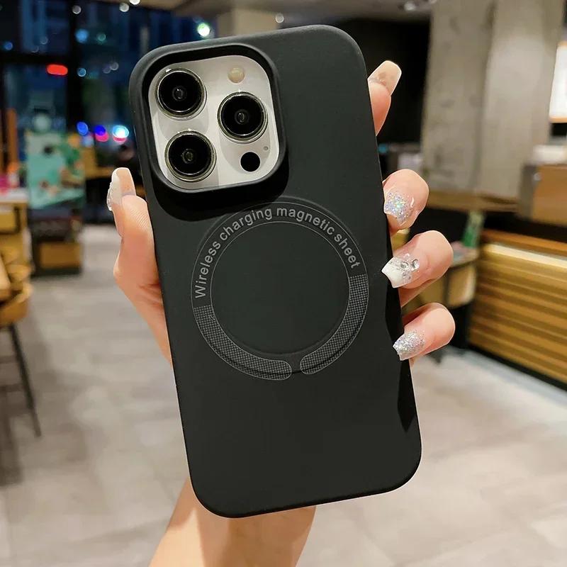 Чехол из жидкого силикона для Apple iPhone 17 16 15 14 13 12 Pro Max Plus Air Magsafe Магнитная беспроводная зарядка funda