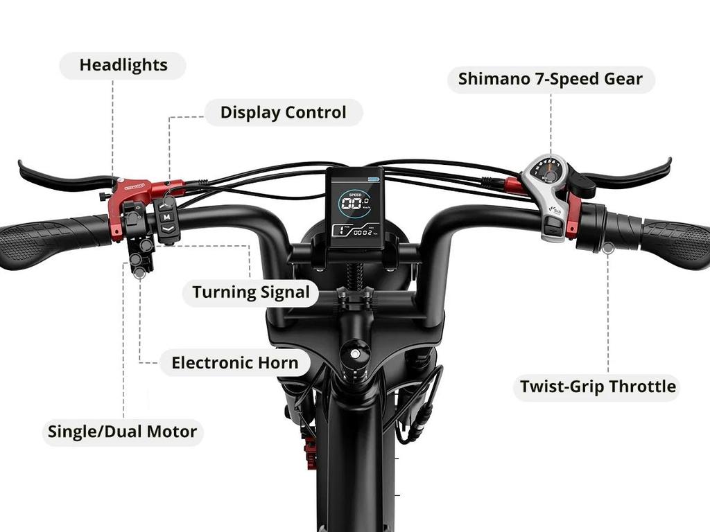 Ebike S8 2000W Dual Motor 48V 25AH 20-inch Fat Tires, Front and Rear Shock Absorption, Adult Electric Bike with Pedals.