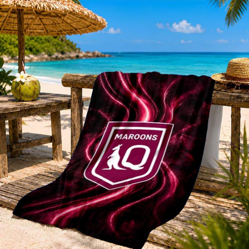 Australia Maroons Rugby Team Emblem Beach Towel, Quick-drying, Easy to Care for, Suitable for Both Fitness and Beach Vacations,Sports Essential