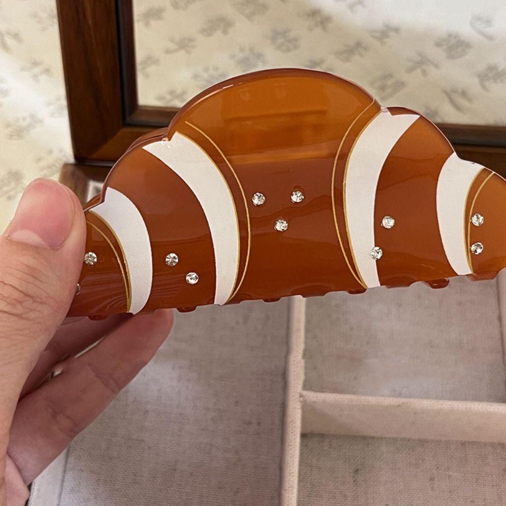 Coffee French Crab Clip Korean Style Acetic Acid Shark Clip Croissant Hair Claw Daily
