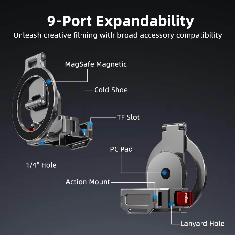 Magnetic Phone Holder for DJI Osmo Pocket 4P/4/3 Magnetic Expansion Frame Cold Shoe 1/4" Thread Vlog Live Streaming Accessory