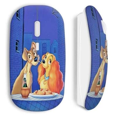 Souris Sans Fil - La Belle Et Le Clochard - Bleu - Compatible Mac Et PC - Clé USB WiFi Incluse