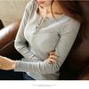Autumn and Winter Women's Button Thread Long-sleeved T-shirt for Women Slim Base Shirt Slim Top for Women Autumn