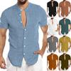 Мужская повседневная деловая однотонная рубашка с коротким рукавом, мужская рубашка на пуговицах с воротником-стойкой