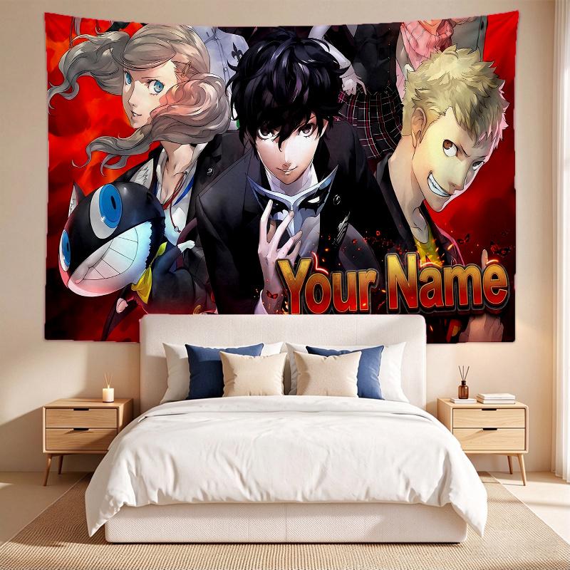 Persona 5 (1) Custom Name Tapestry Wall Hanging Tapestry Wall Art Decor for Bedroom Living Room