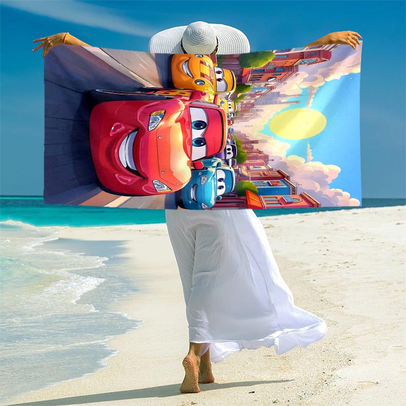 1pc Cars Movie Characters Beach Towel, Highly Absorbent, Soft Comfortable, Yoga, Swimming, Fitness, Camping, Beach Activities. B73007