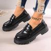 Fashion Rimocy Casual Platform Loafers Woman British Style Black Brown PU Leather Shoes for Women Comfort Slip On Flats Plus Size