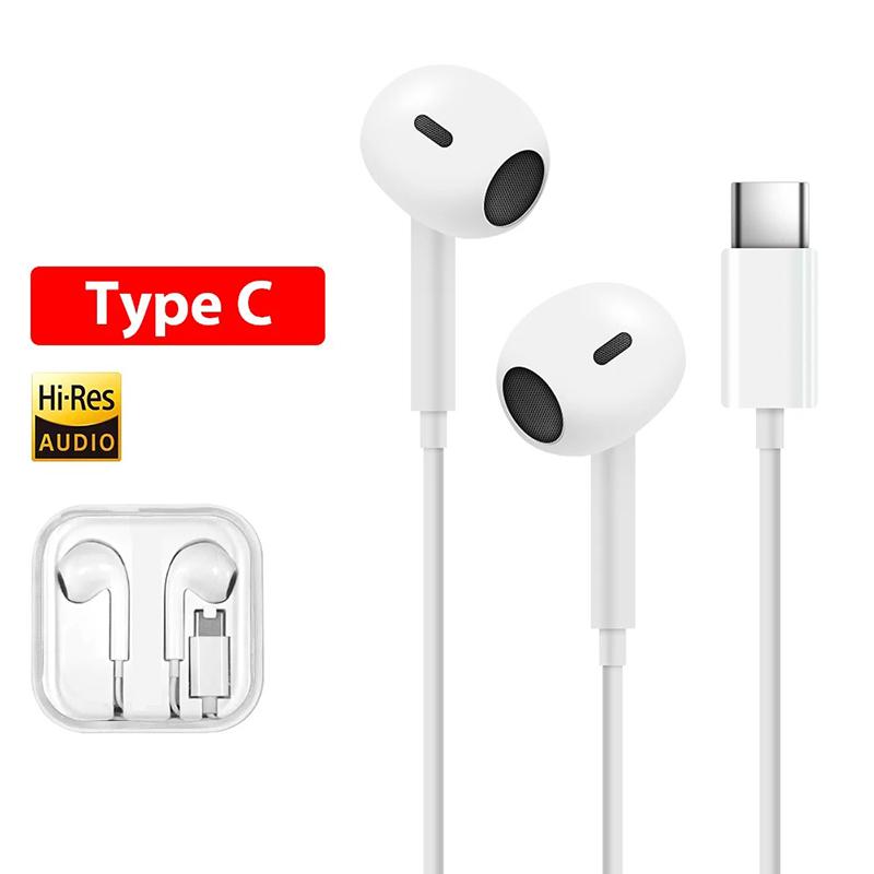Type C Wired Earbuds Headphones For Xiaomi Redmi Poco Oneplus OPPO Huawei Honor Samsung Earphones 3.5mm Laptops Tablet Headset